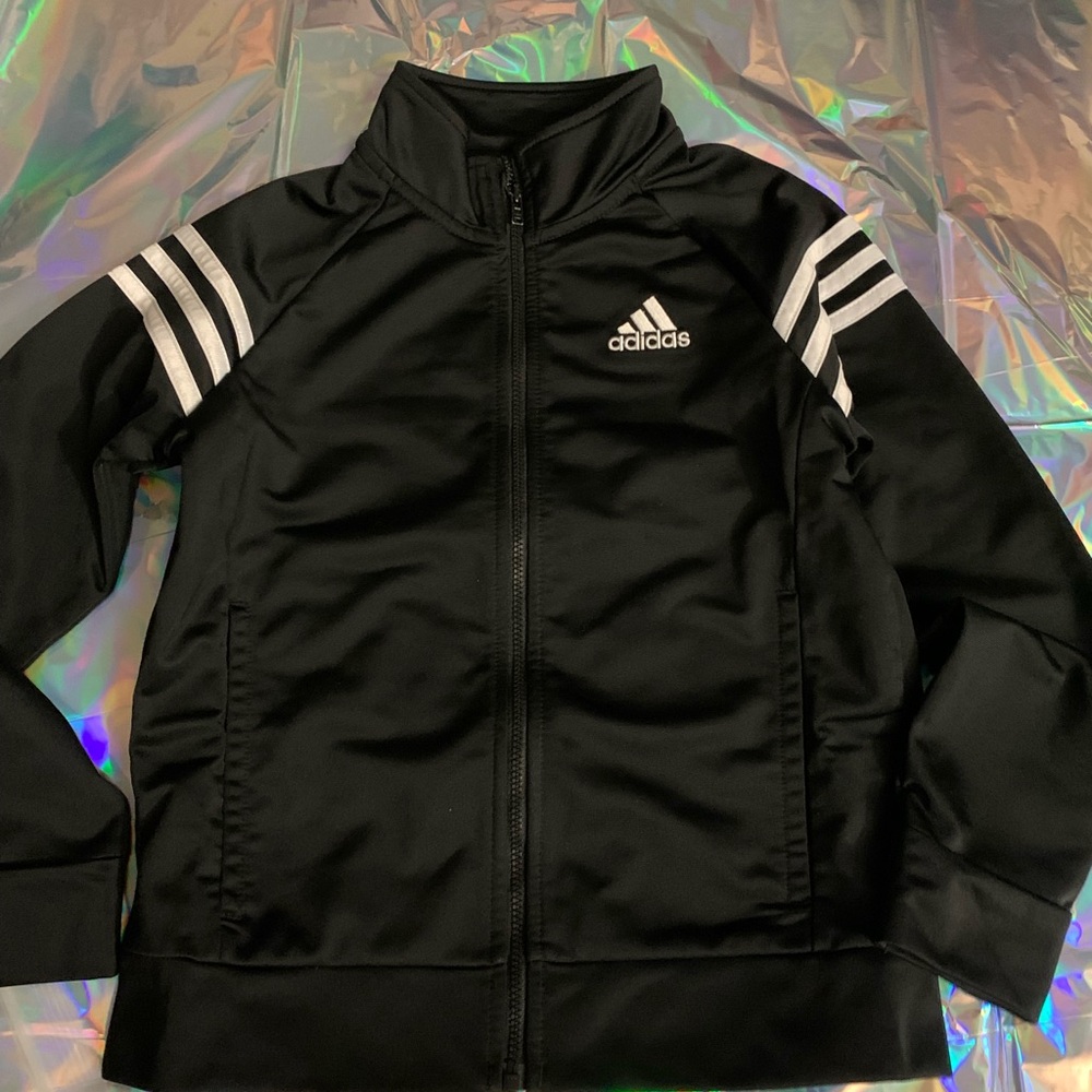 Adidas Black Jacket with White Stripes